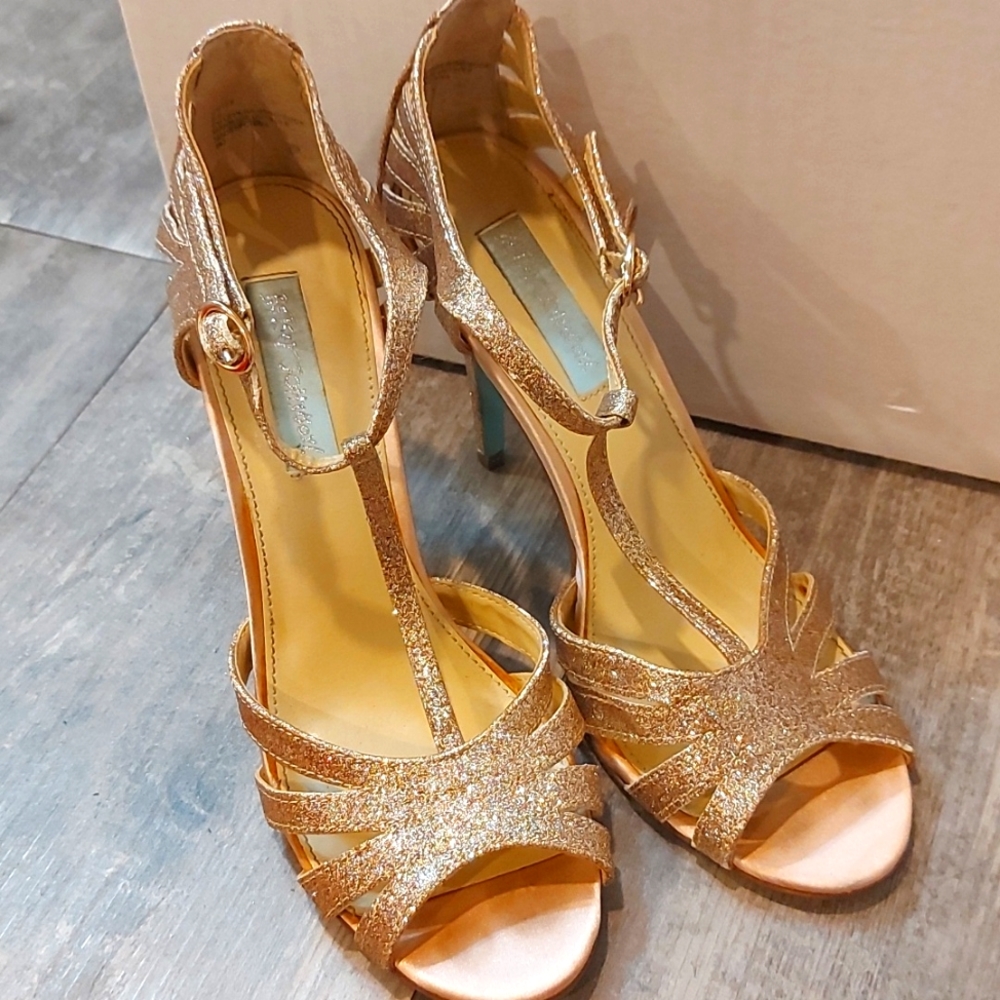 Betsey Johnson Glittery Gold Heels